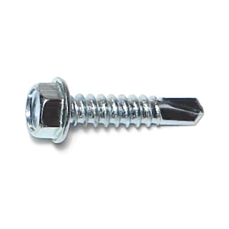 Self-Drilling Screw, #12 X 1 In, Zinc Plated Steel Hex Head Hex Drive, 250 PK